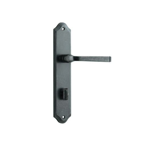 Door Lever on Shouldered Backplate Distressed Nickel