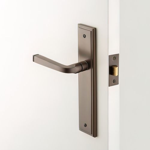 Iver Annecy Door Lever on Stepped Backplate Satin Nickel - Customise to your needs