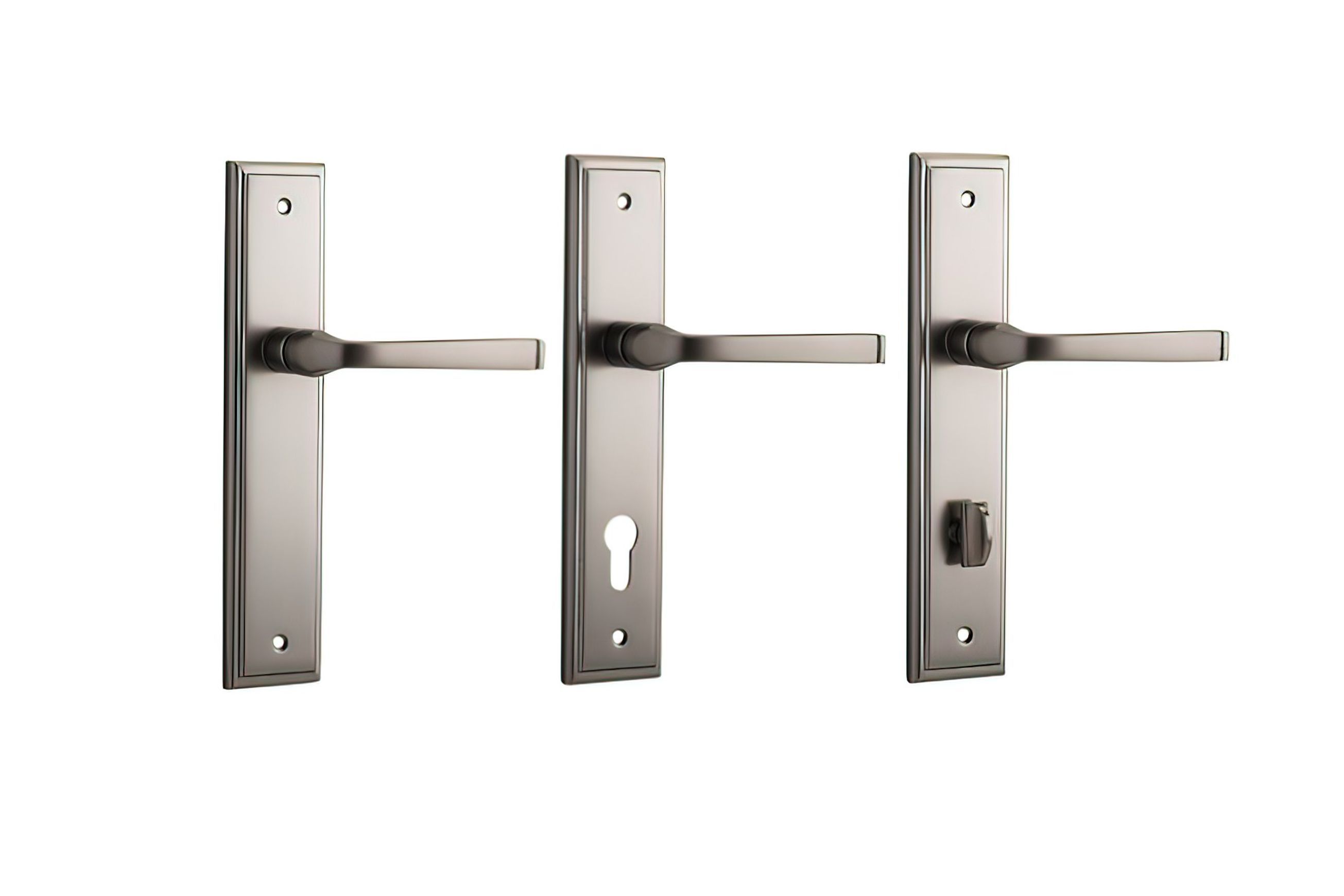 Iver Annecy Door Lever on Stepped Backplate Satin Nickel - Customise to your needs