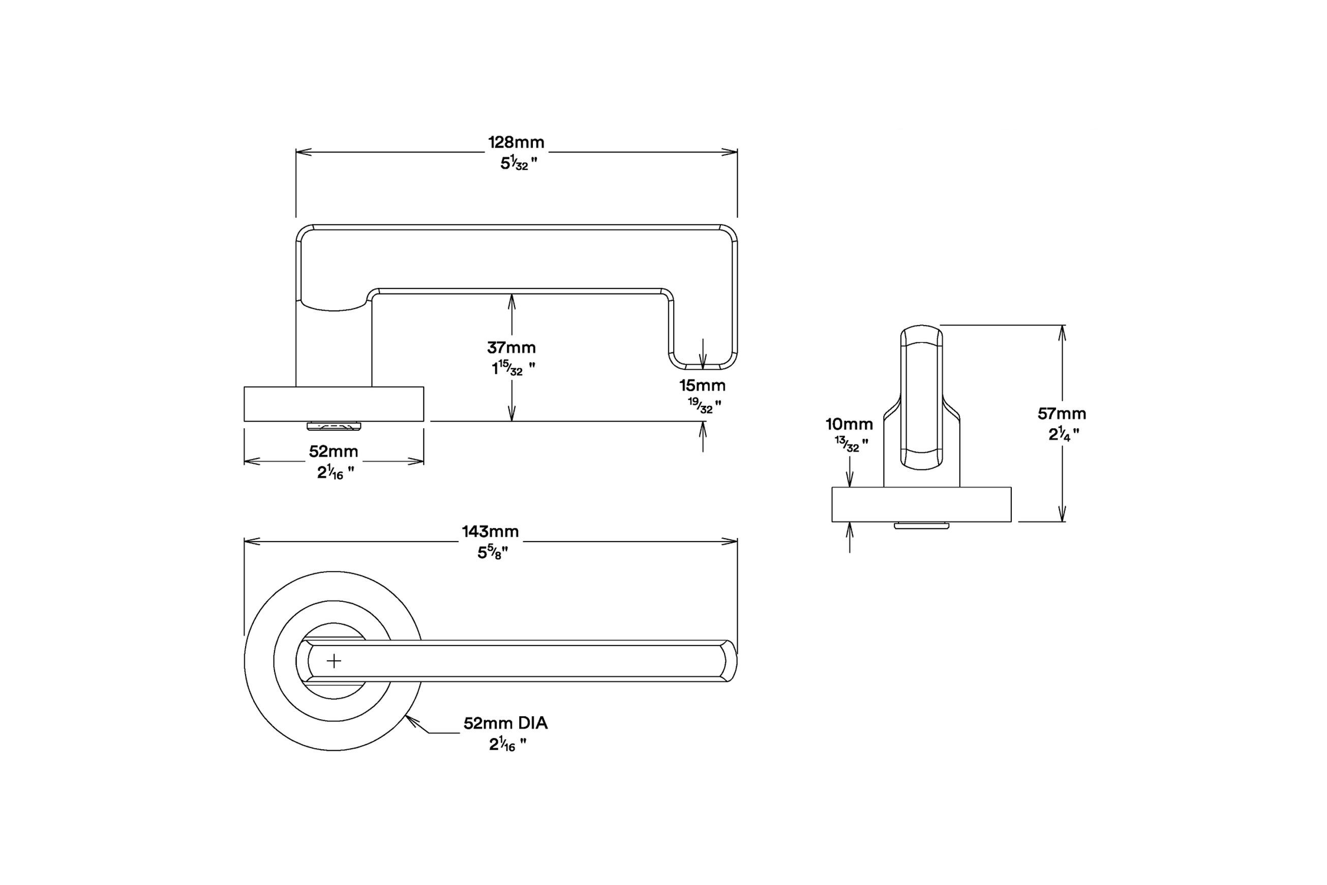 Iver Baltimore Return Door Lever Handle on Round Rose