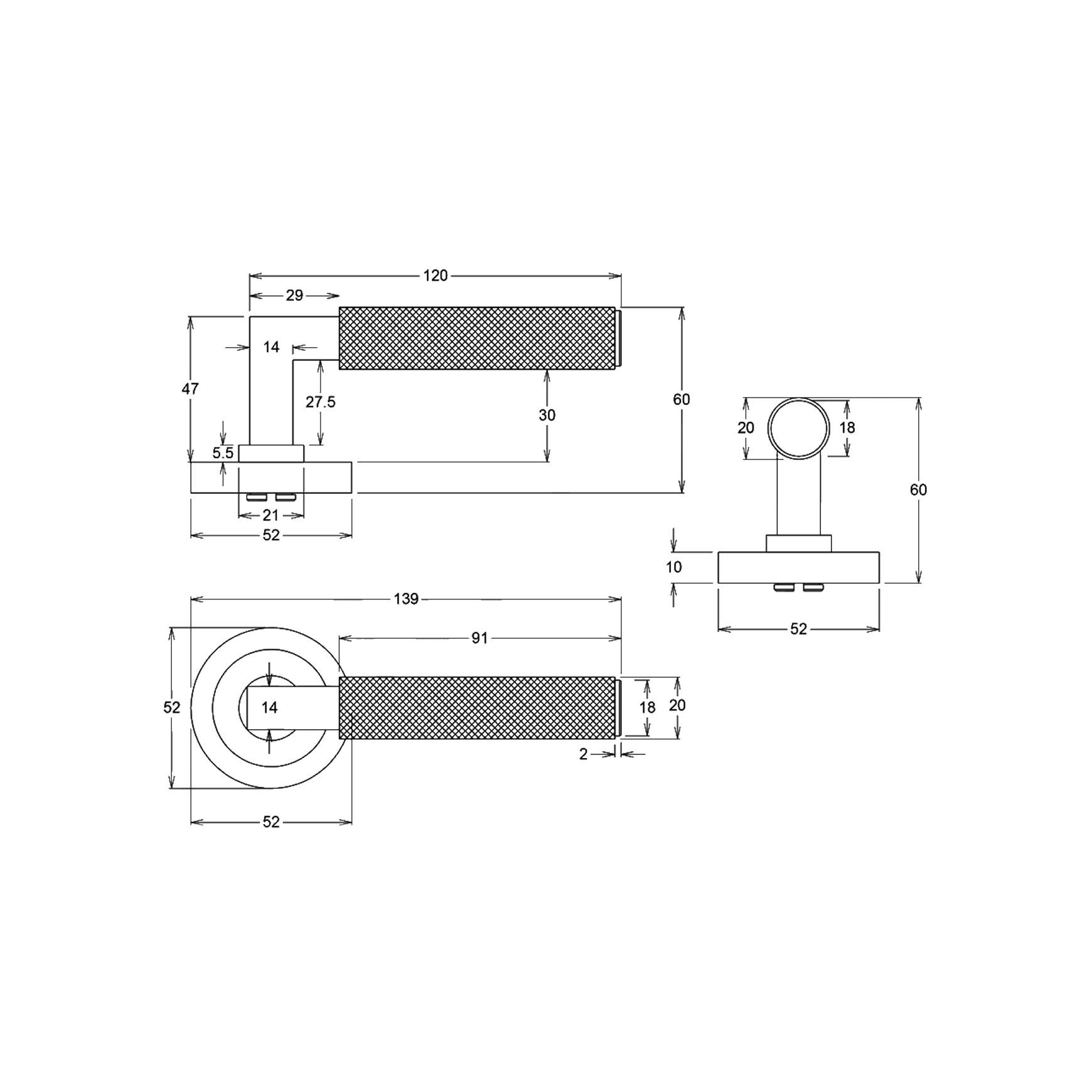 Iver Brunswick Door Lever Handle on Round Rose Passage