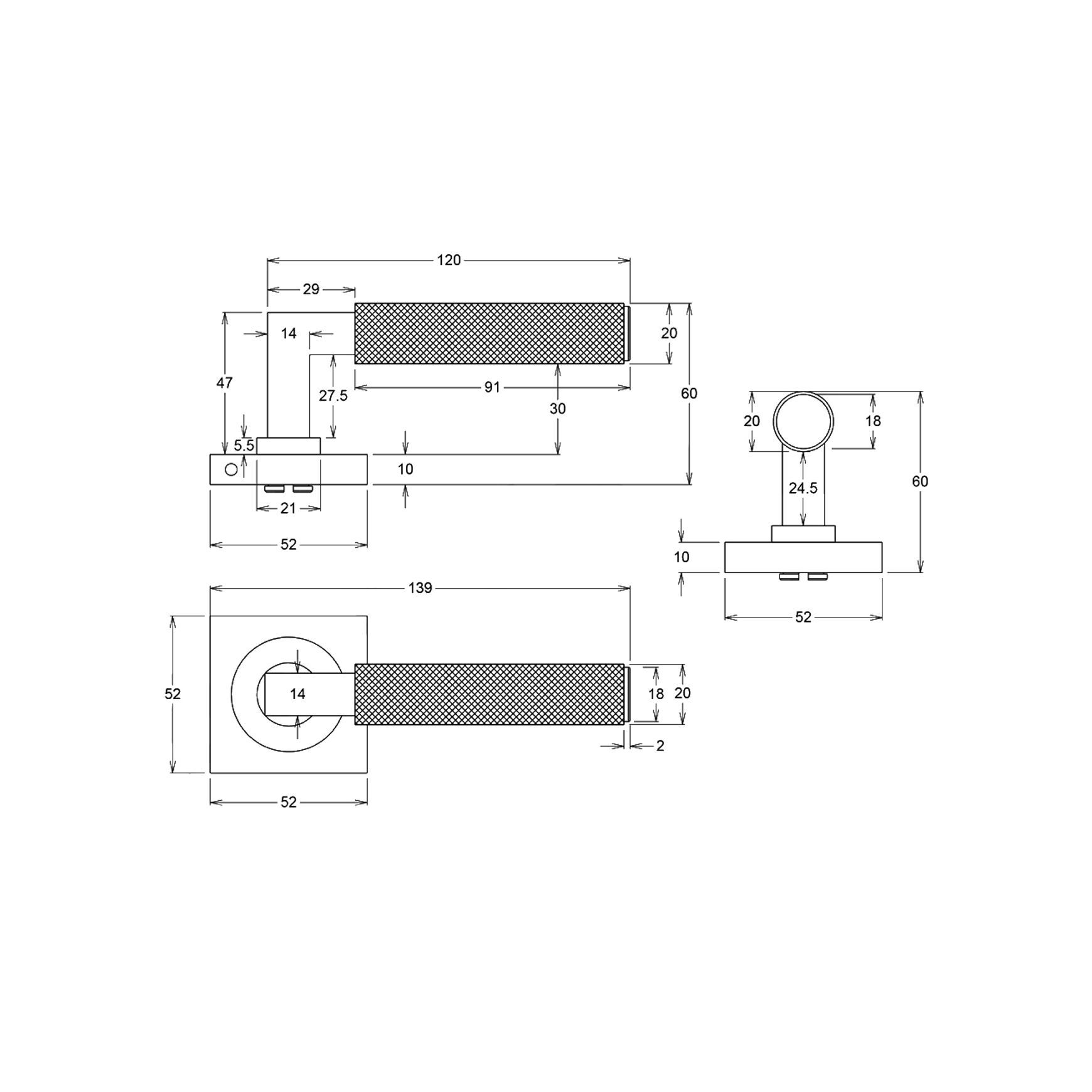 Iver Brunswick Door Lever Handle on Square Rose Passage
