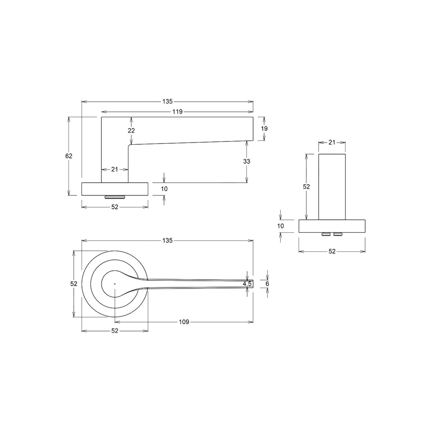 Iver Como Door Lever Handle on Round Rose Passage