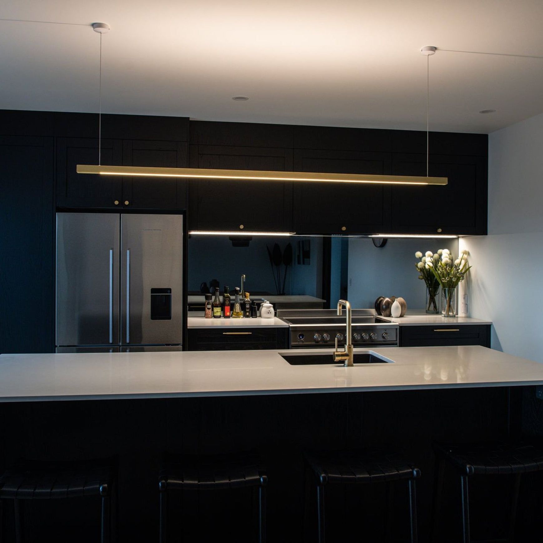 Capsühl Linear LED Pendant Brass