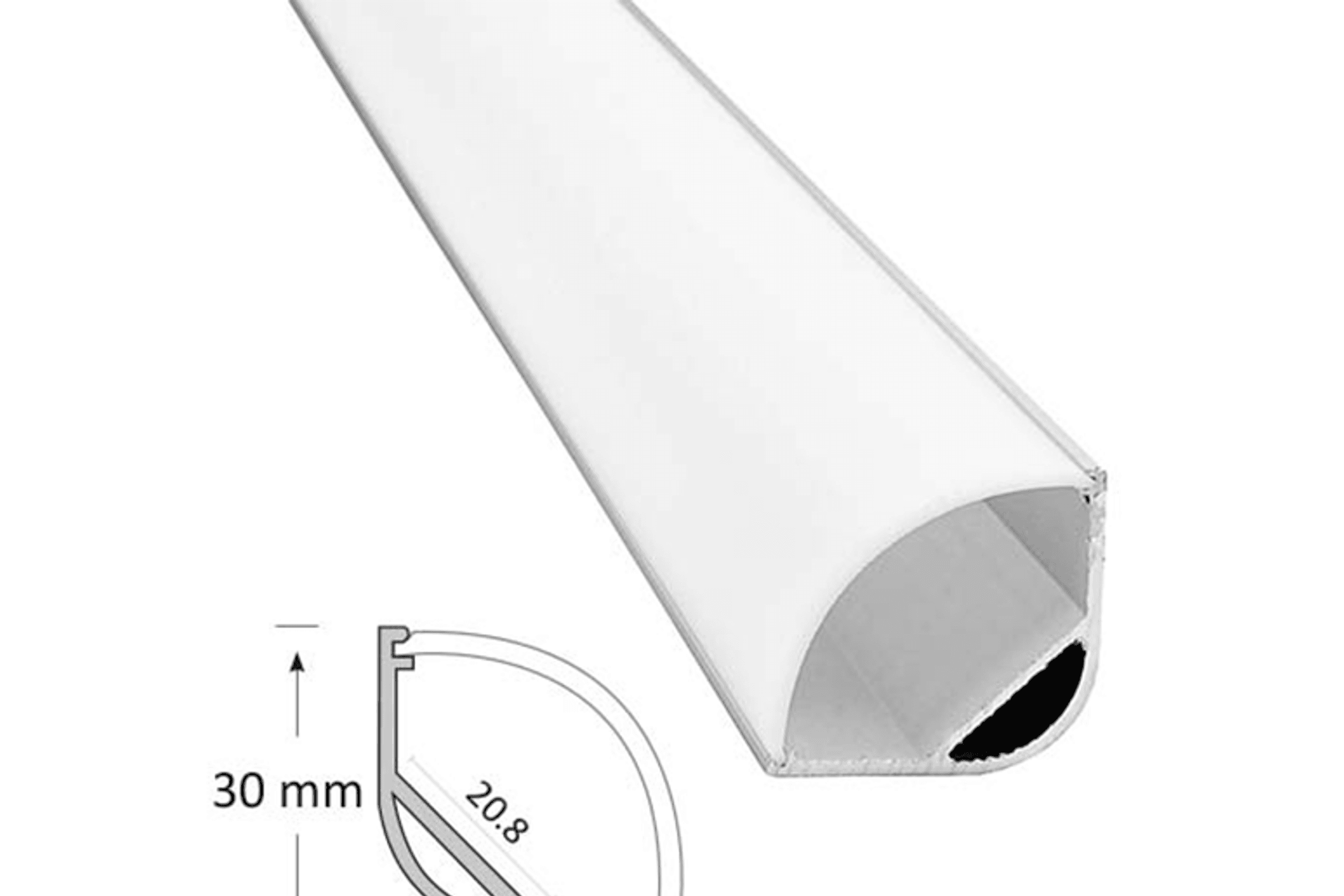30mm Corner Extrusion with Curved Diffuser