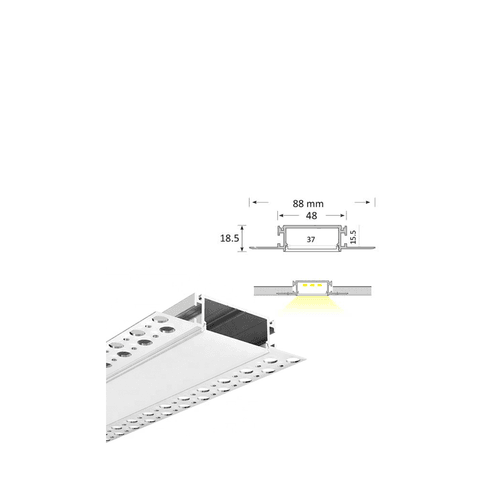 TL011 Medium Shadowline Plaster-in Trimless LED Profile