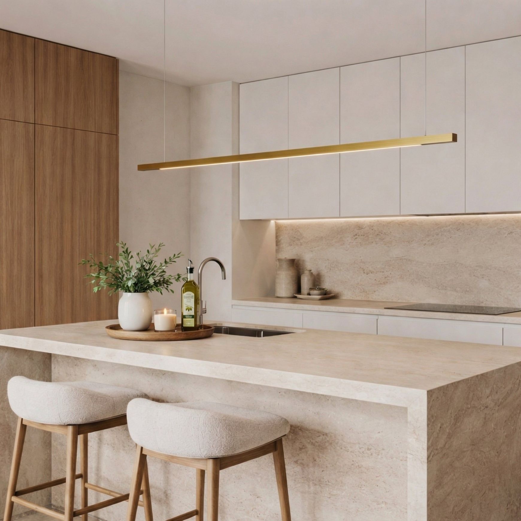 Capsühl Linear LED Pendant Brass