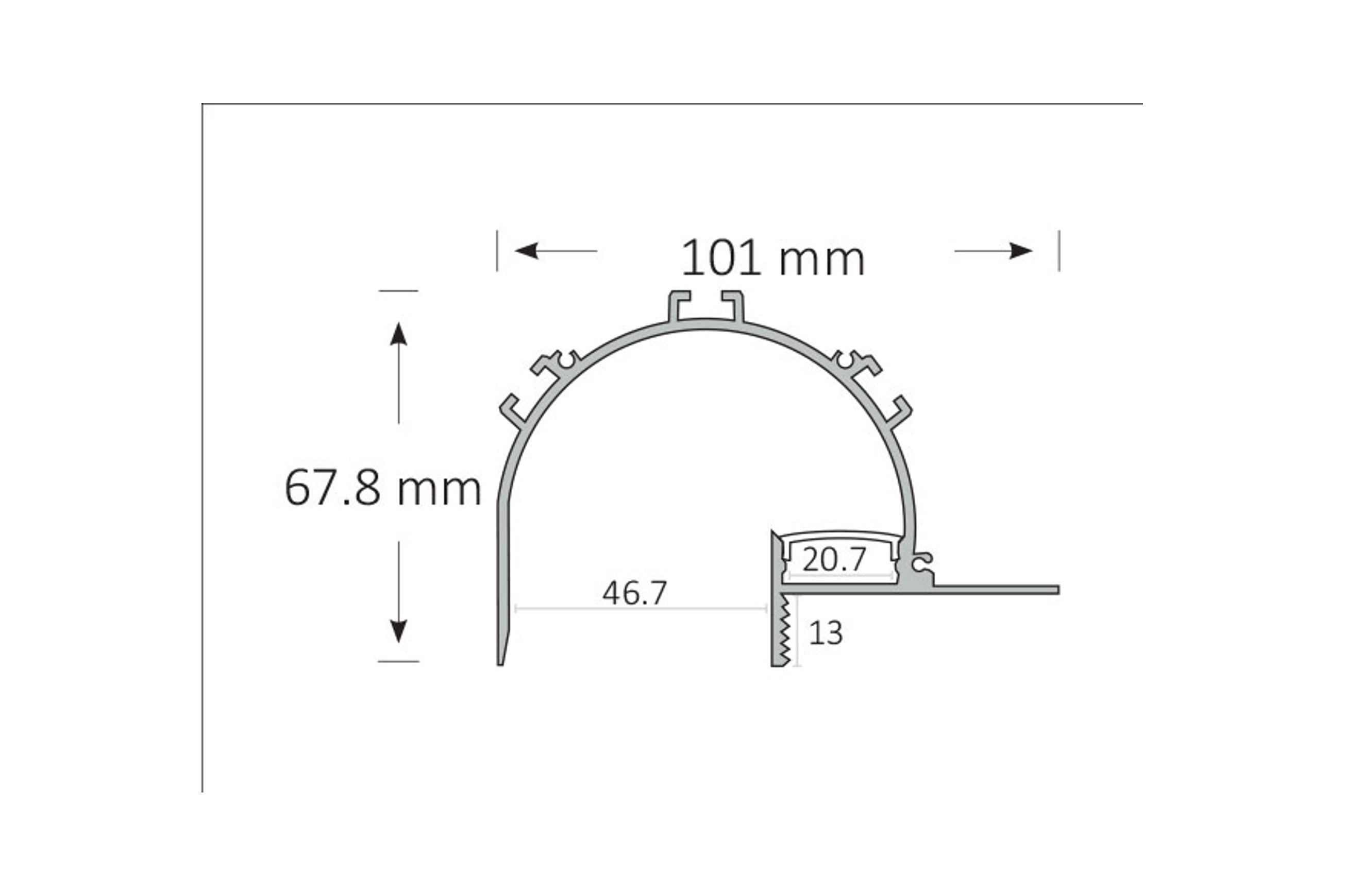 TL020 Vaulted Extrusion for Cove Lighting Trimless LED