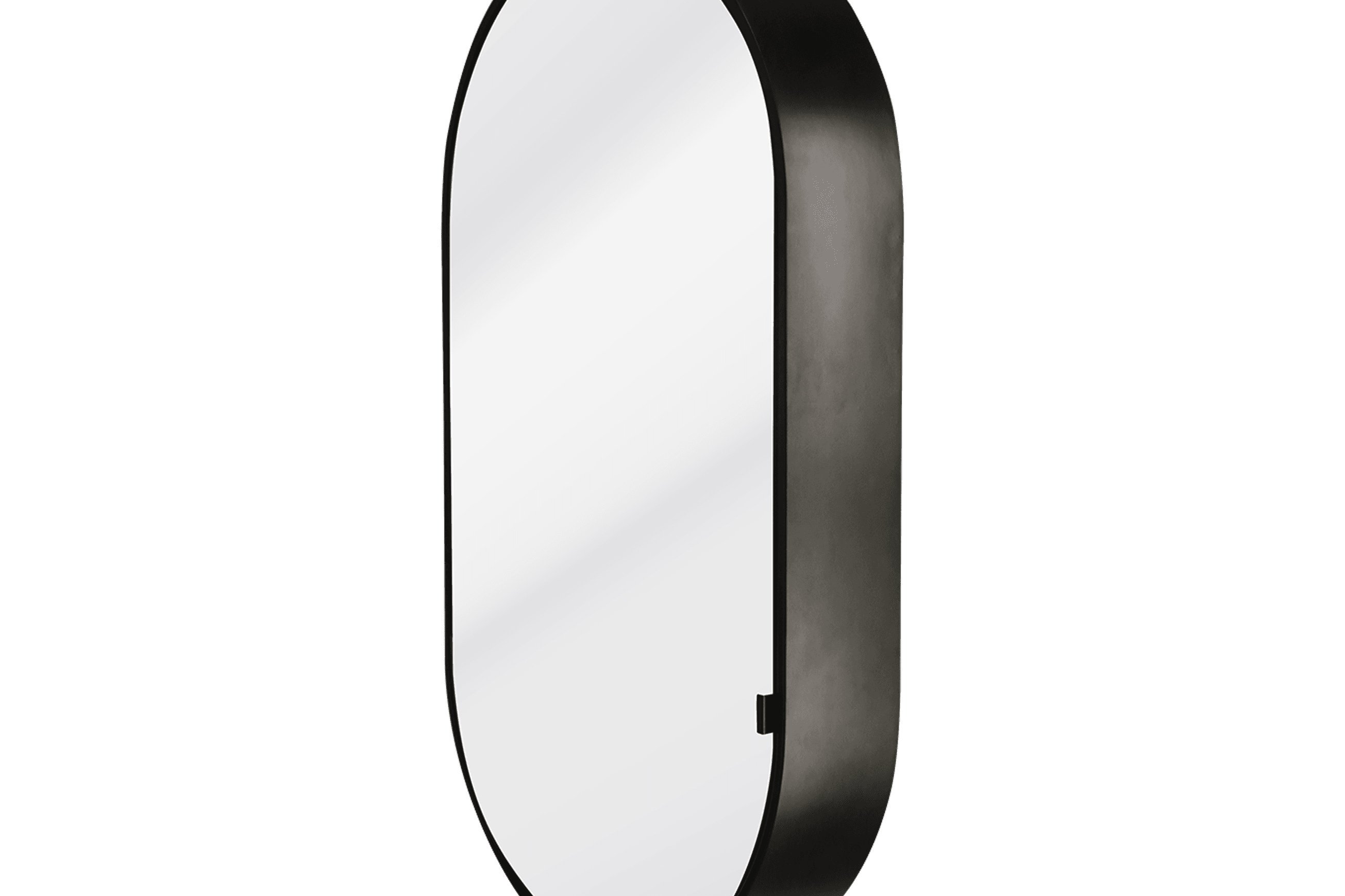 Kzoao 500mm Oval Black Mirror Cabinet
