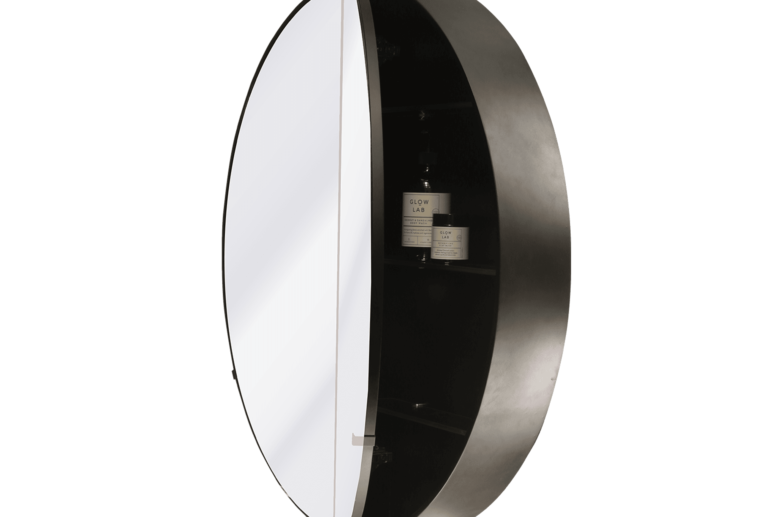 Kzoao 900mm Round Black Mirror Cabinet