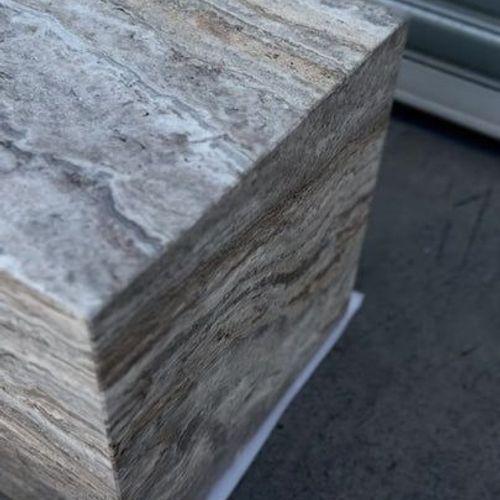 Cube Side Table - Silver Travertine | Natural Stone Co.