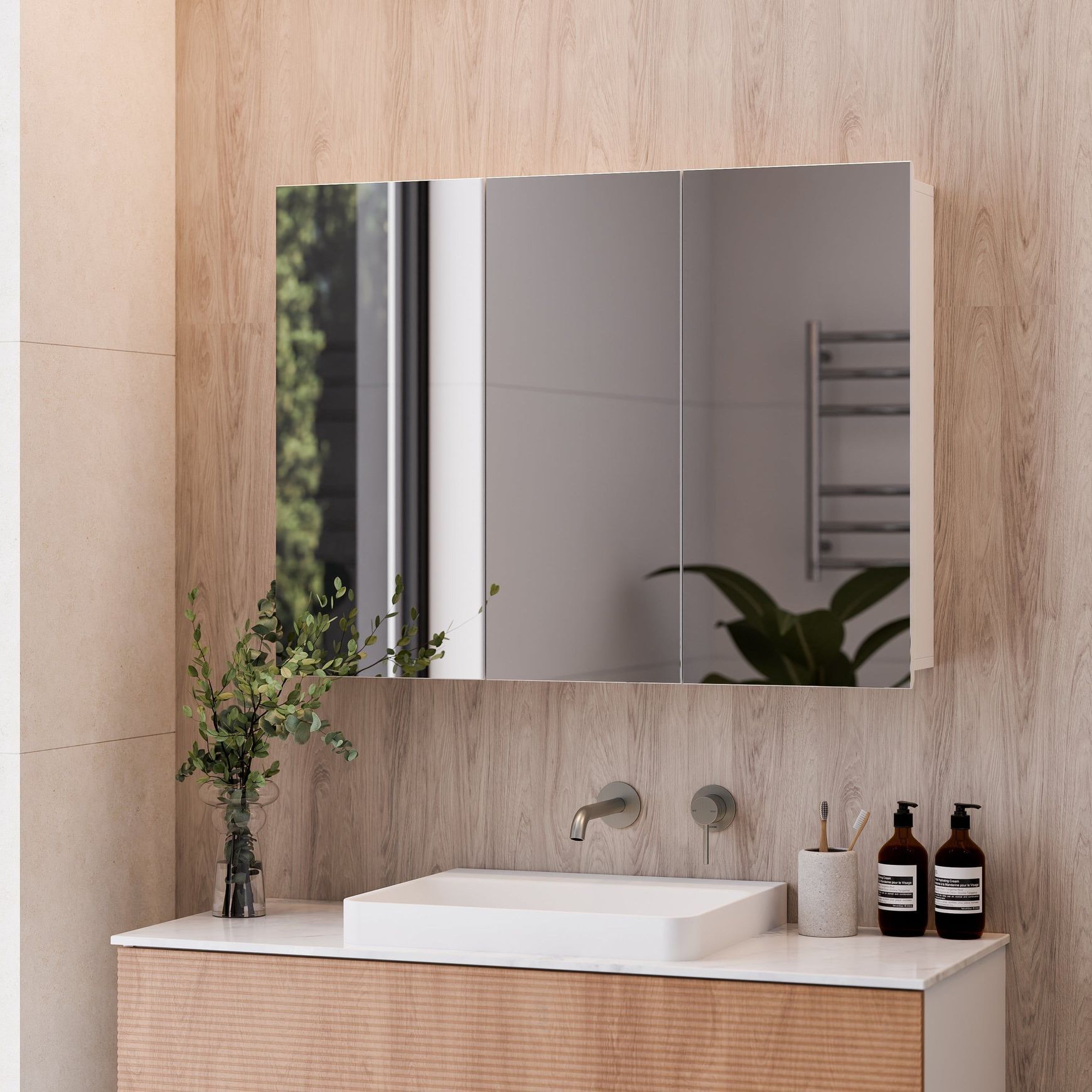 Luxe 1050mm Mirror Cabinet With Demister | 3 Door