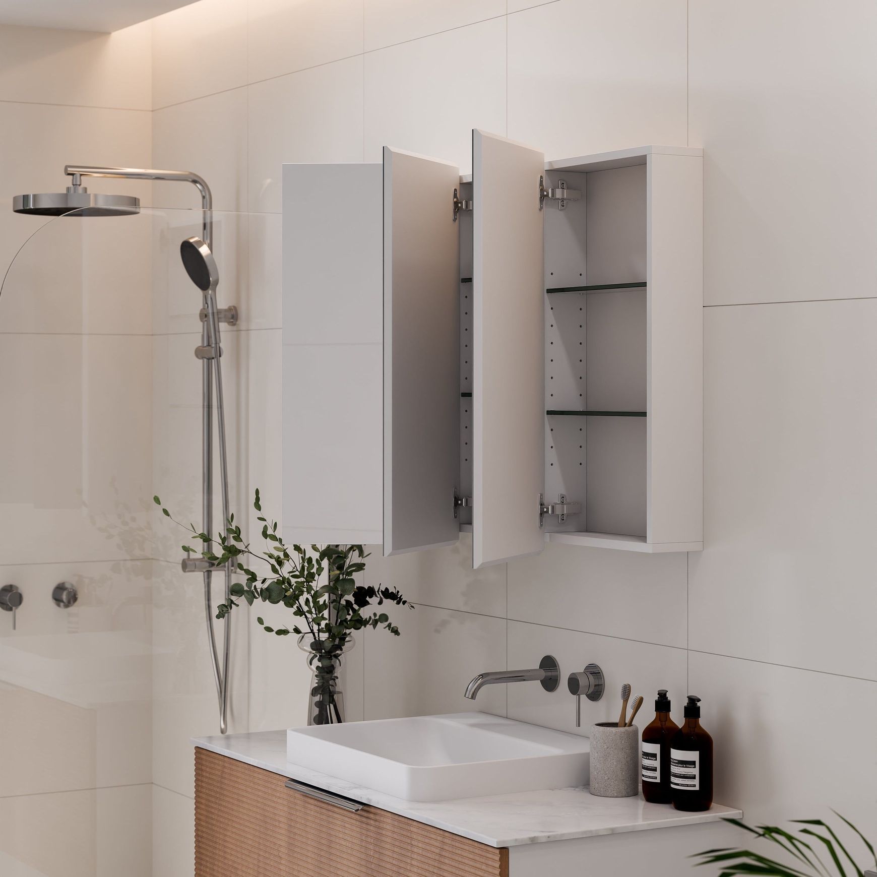 Luxe 1050mm Mirror Cabinet | 3 Door