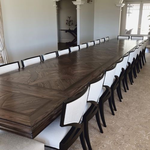 Grand Solid Oak Parquetry Extension Table