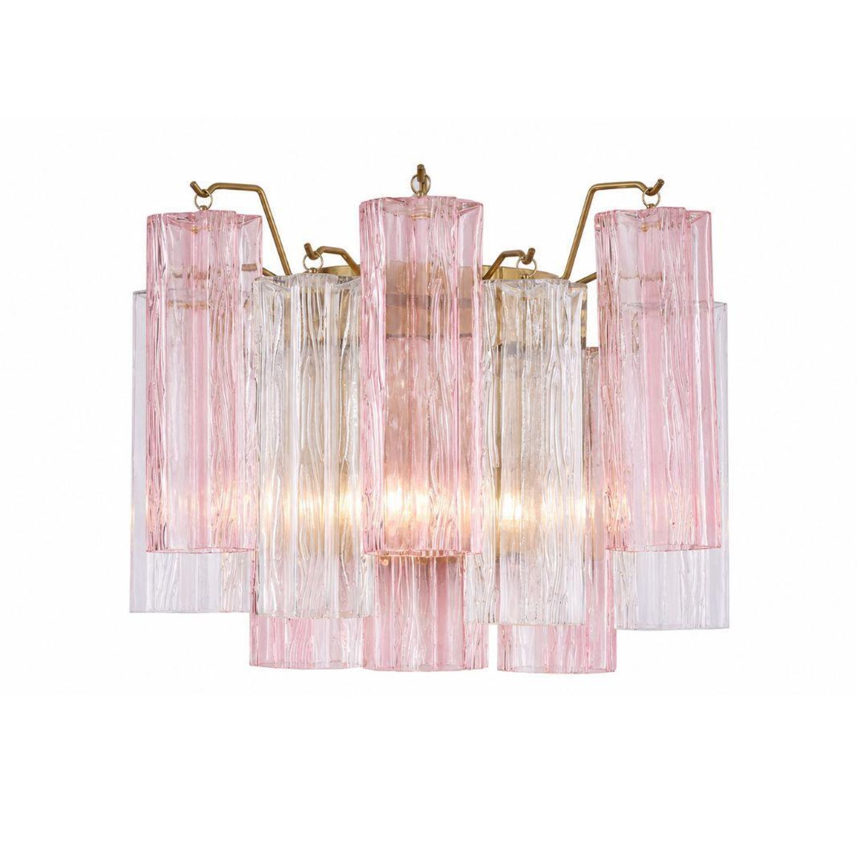 Odelle Collection - Wall Sconce Light - Pink & Satin Brass - W:36cm