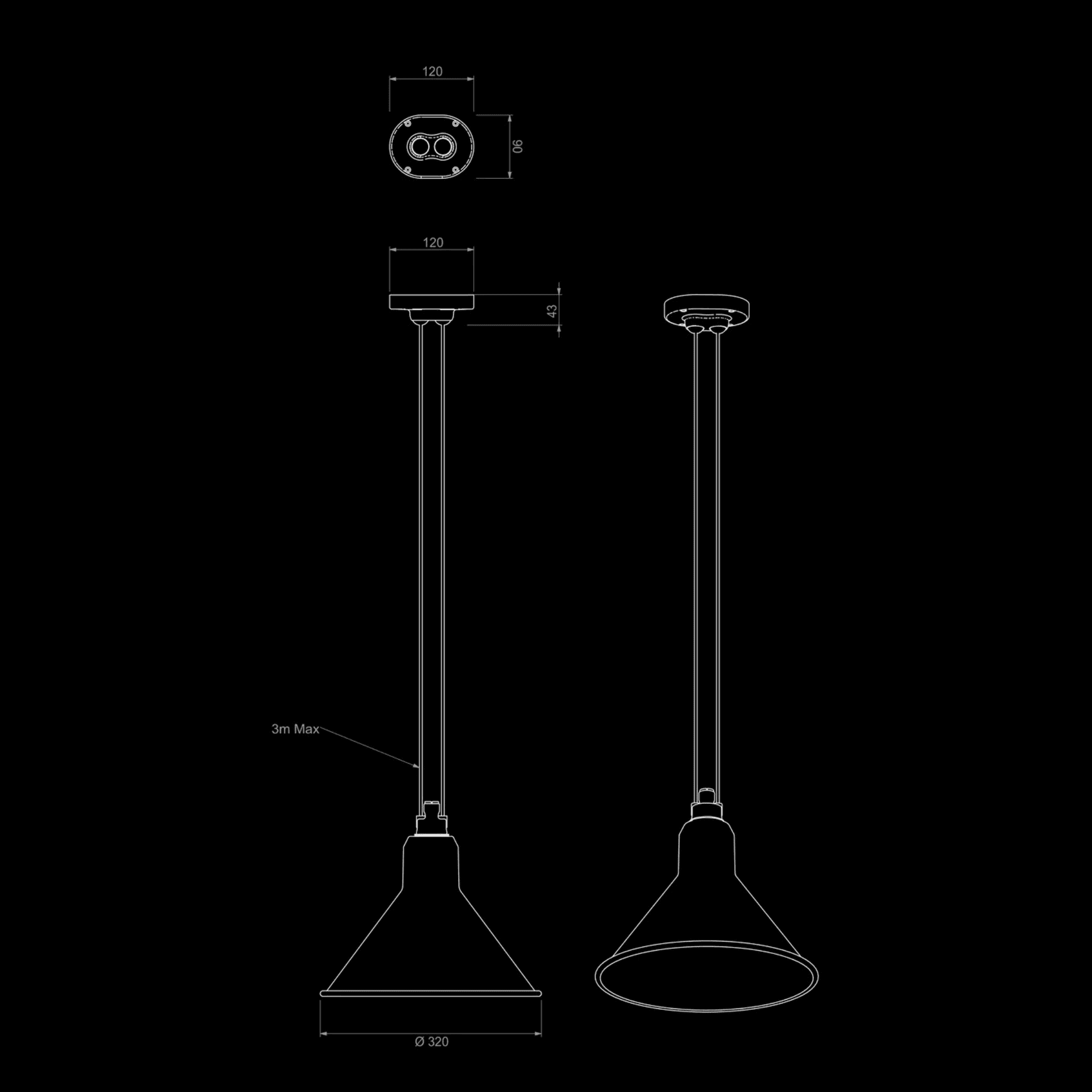 Lampe Gras N°322 Ceiling Light