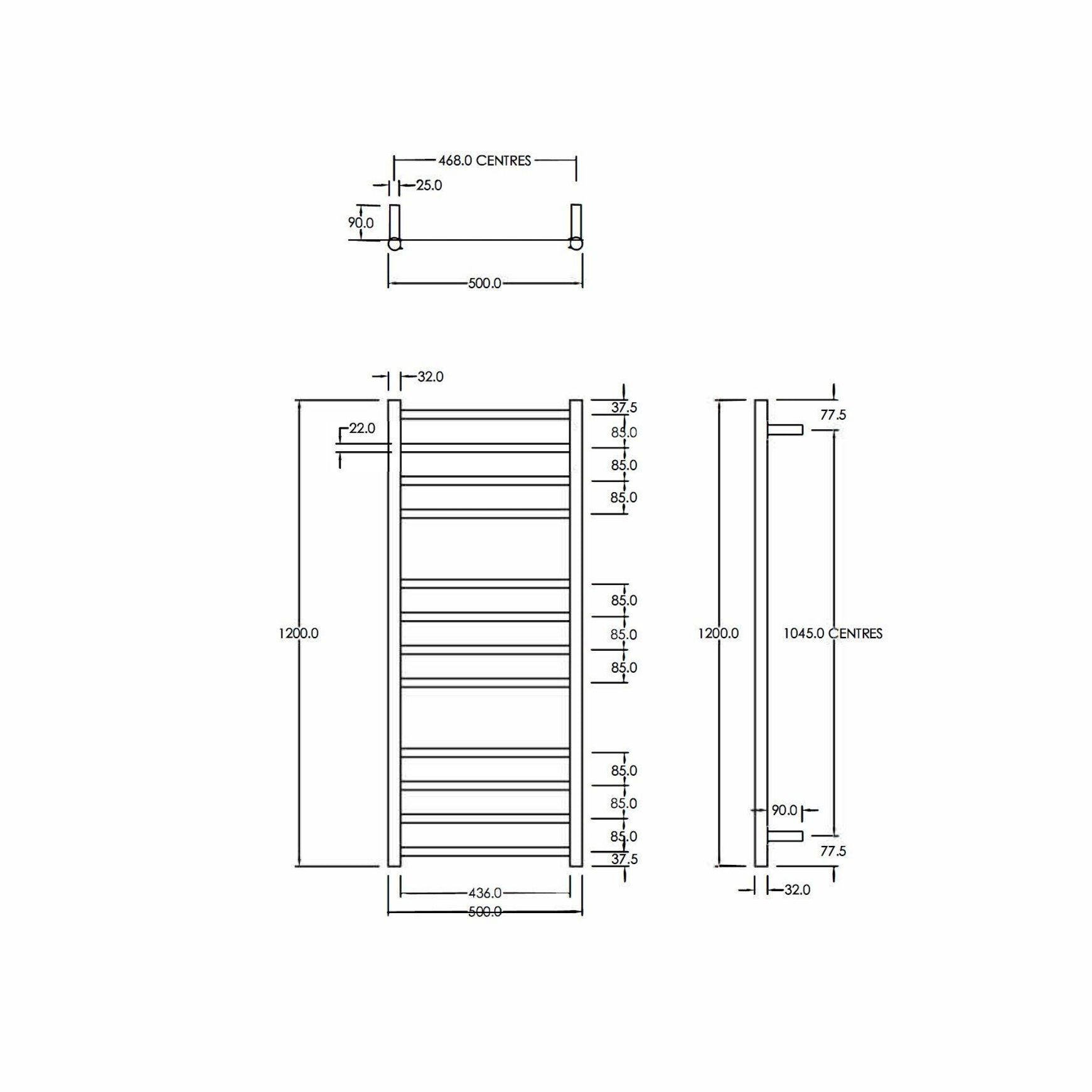 Round Heated Towel Ladder 1200x500mm