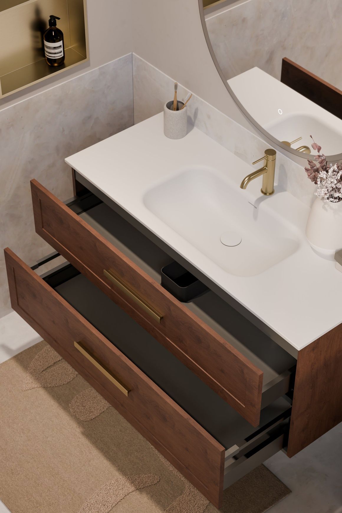 Lineare 1200 Loft Double Drawer Vanity