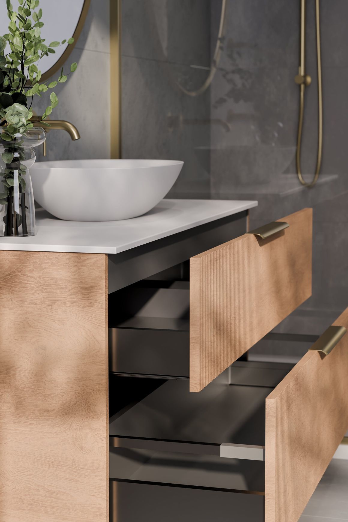 Lineare 1200 Pillar Double Drawer Vanity