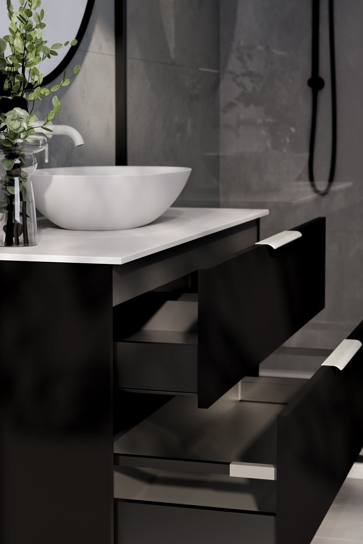 Lineare 1200 Pillar Double Drawer Vanity