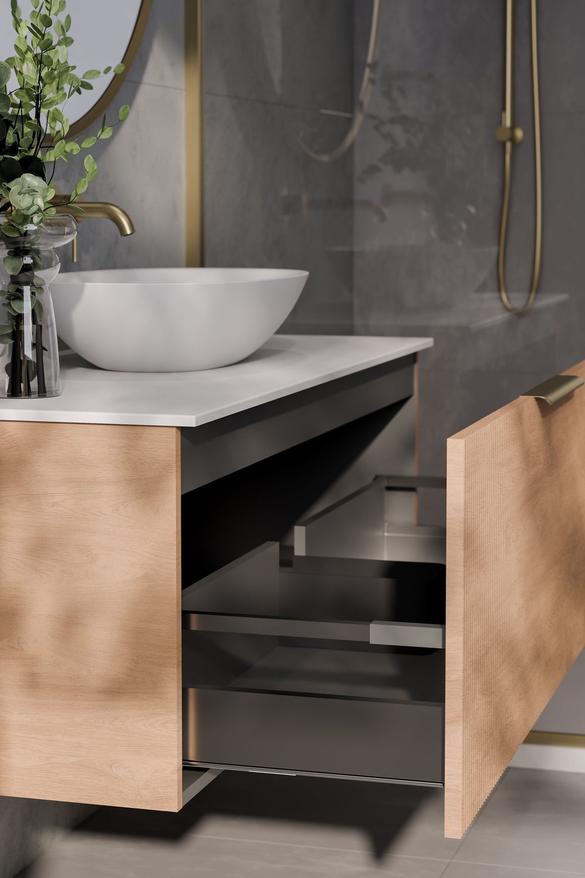 Lineare 1200 Pillar Single Drawer Vanity