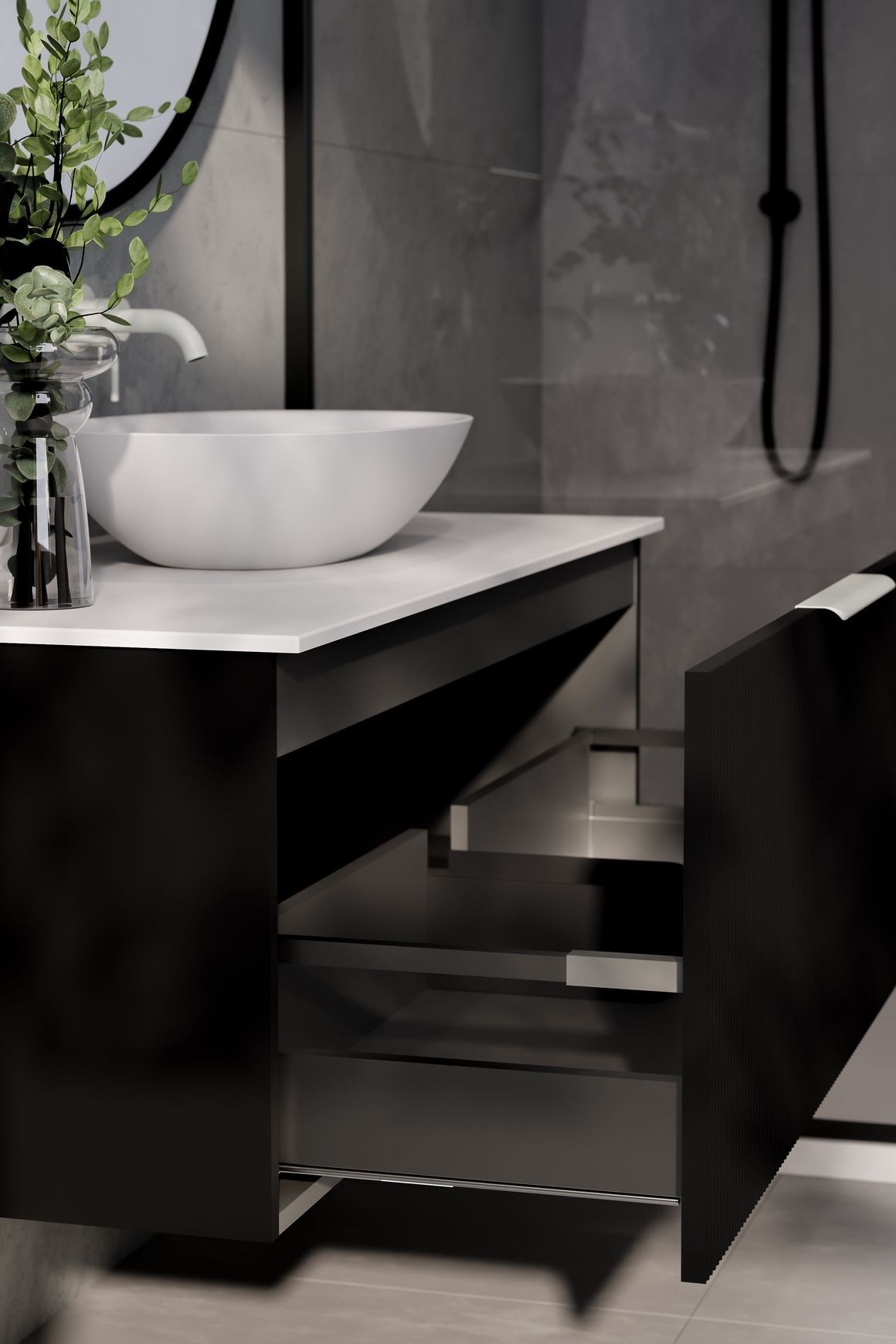 Lineare 1200 Pillar Single Drawer Vanity