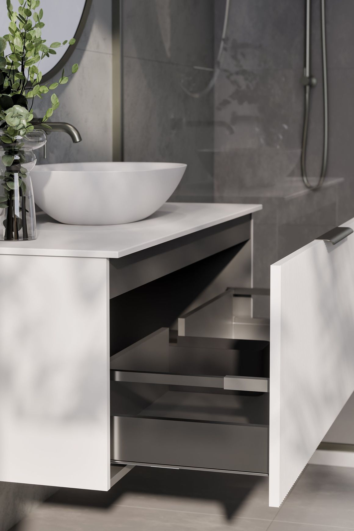 Lineare 1200 Pillar Single Drawer Vanity