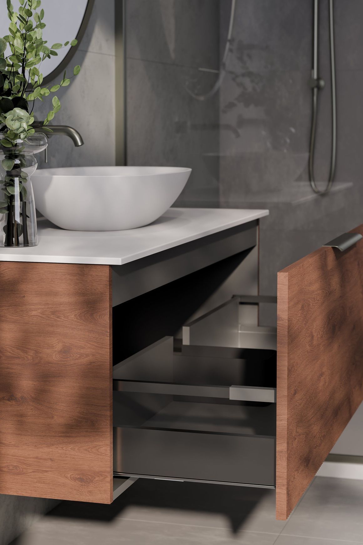 Lineare 1200 Pillar Single Drawer Vanity