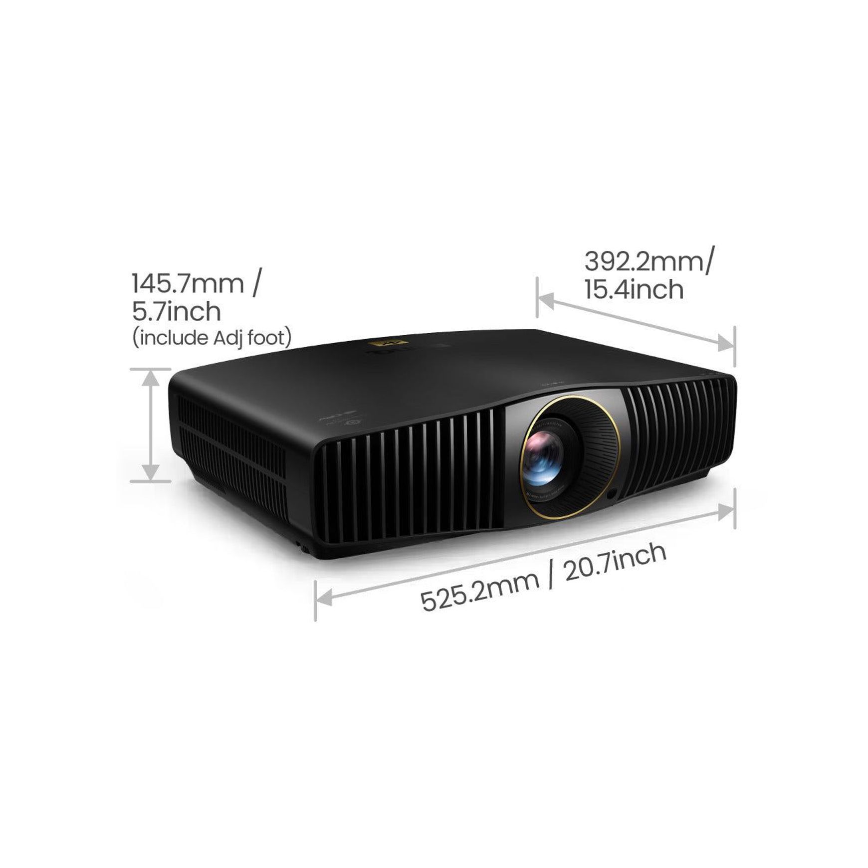 BenQ W5850 4K 2600lm Home Cinema Projector dimensions