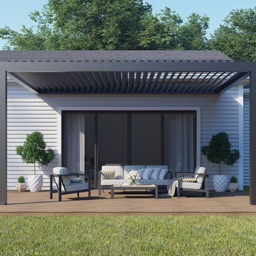Caribbean Motorised Wall Mounted Louvre Roof Aluminium Pergola
