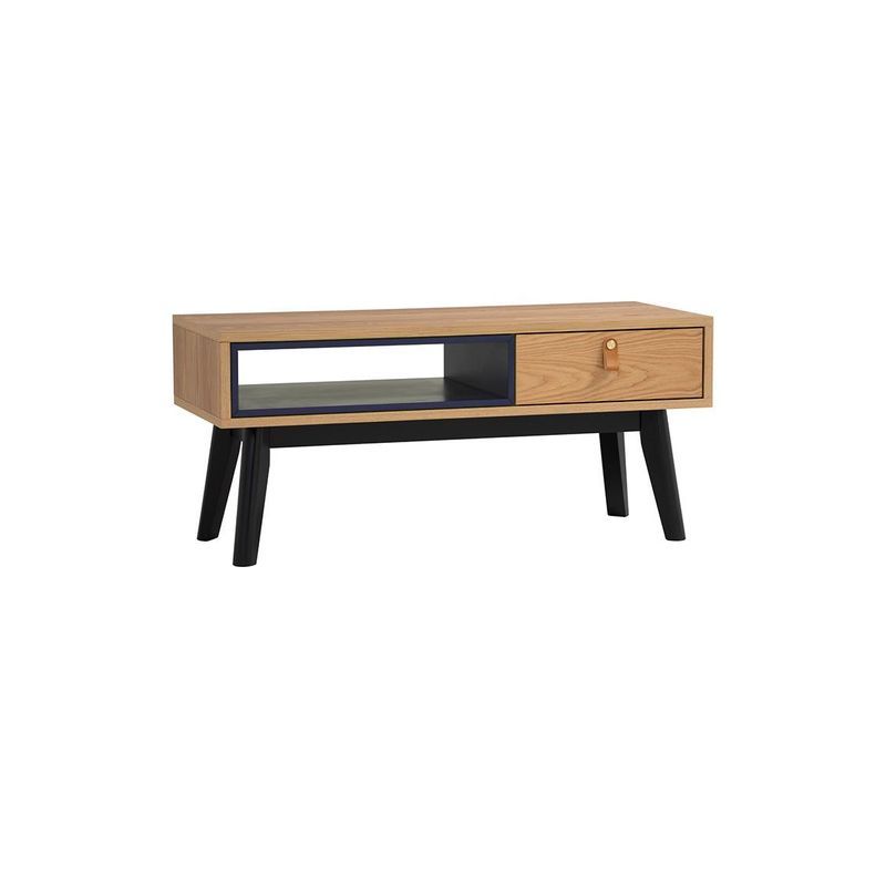 CASTOR Coffee Table 100cm - Natural, Navy Blue & Black