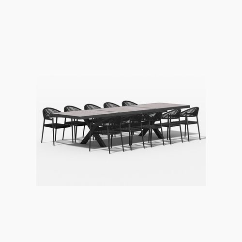 Accentor Extendable Table (240-360)cm With Magpie Chairs 11-Piece Outdoor Dining Set
