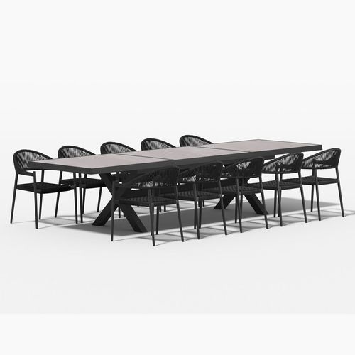 Accentor Extendable Table (240-360)cm With Magpie Chairs 11-Piece Outdoor Dining Set
