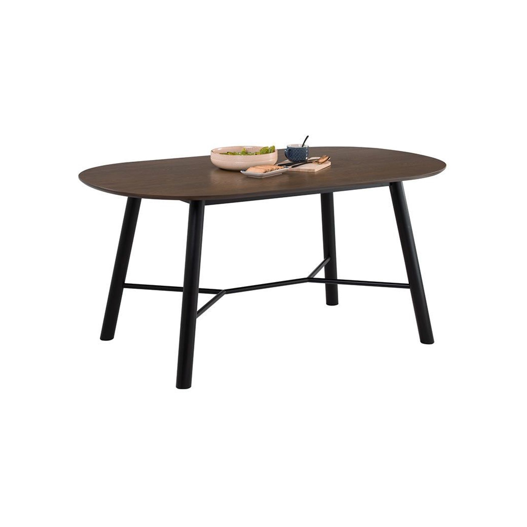 HAROLD Dining Table 160cm - Walnut & Black