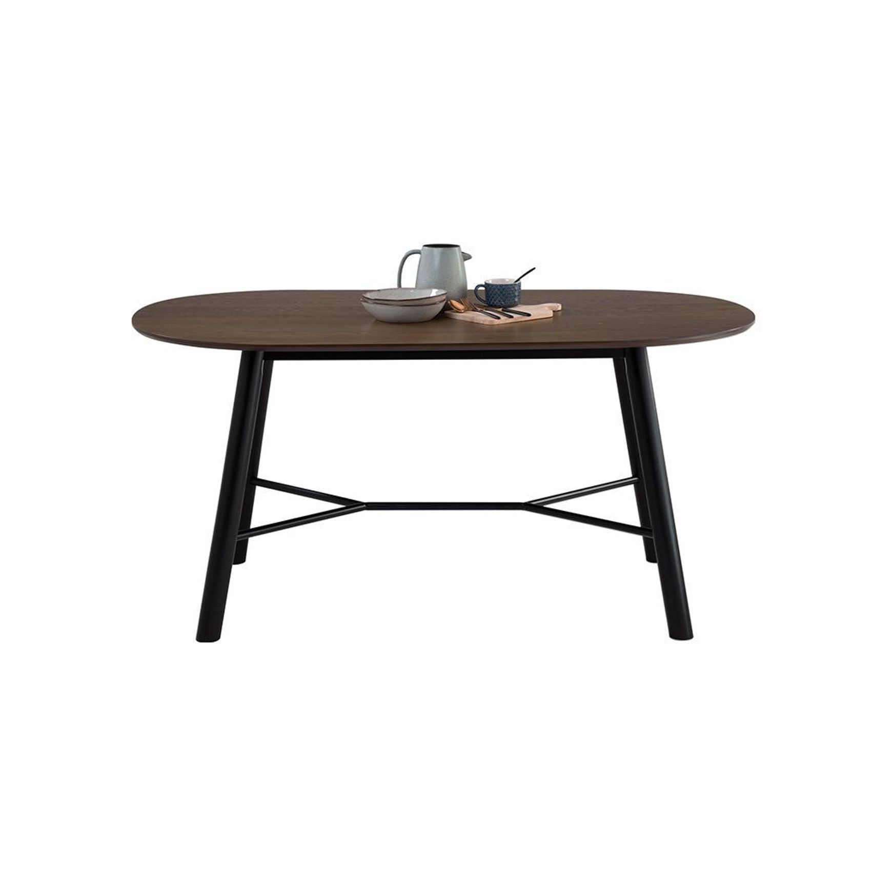 HAROLD Dining Table 160cm - Walnut & Black
