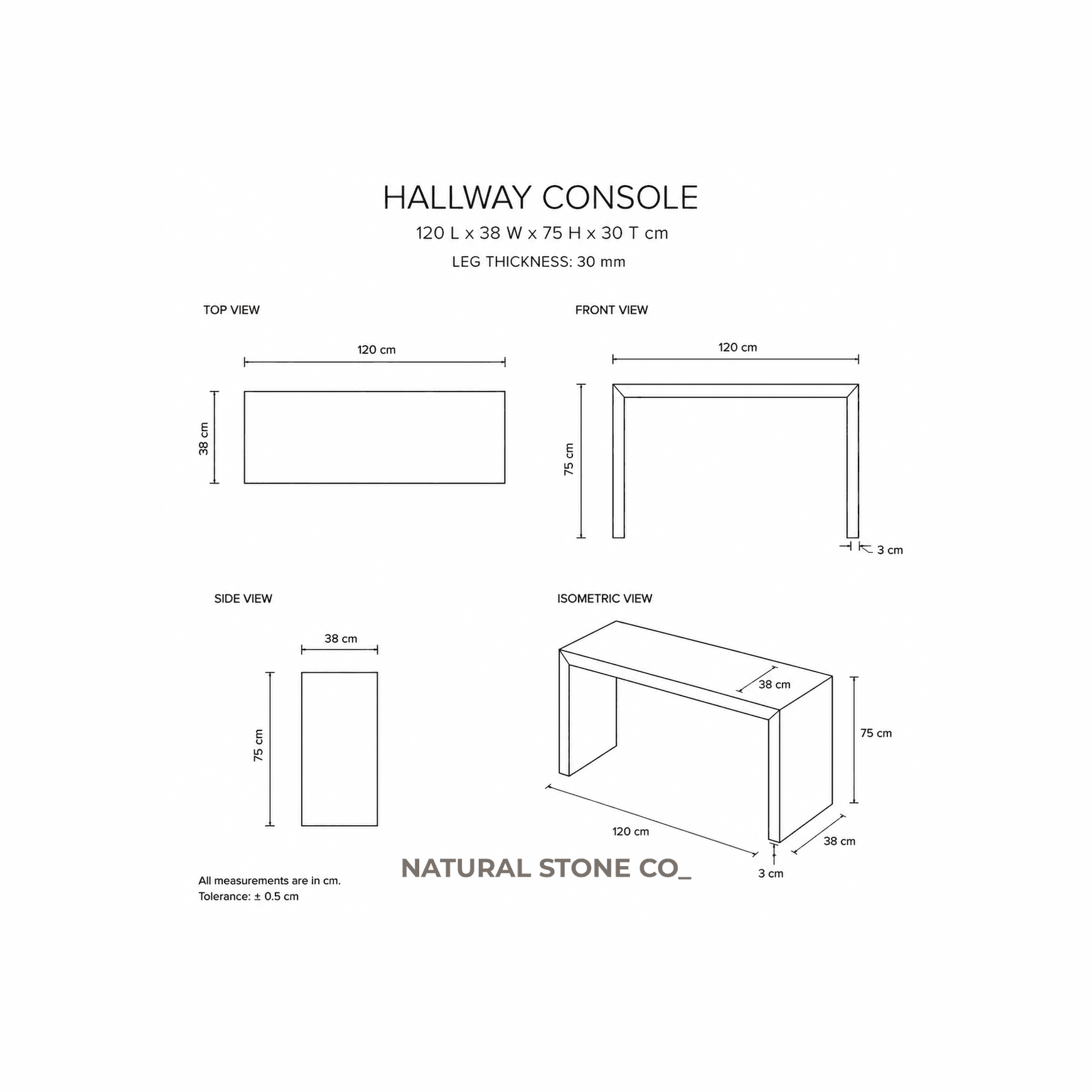 Waterfall Hallway Console - Black Marquina Marble