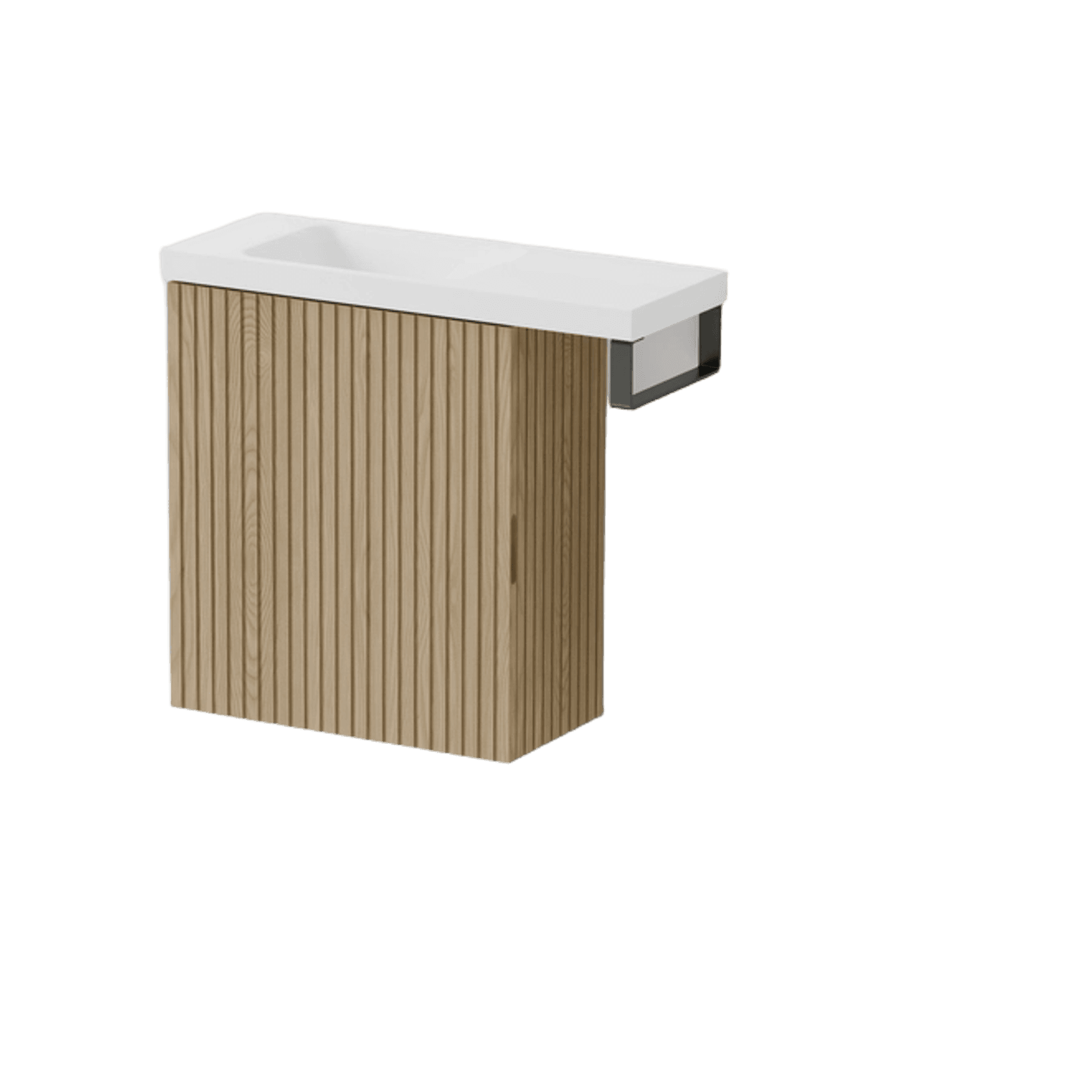 Aria 450 WC Vanity with Offset 600 Basin & Towel Rail