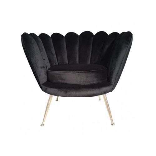 Large Brass and Velvet or Leather Trapezium Shell Chair