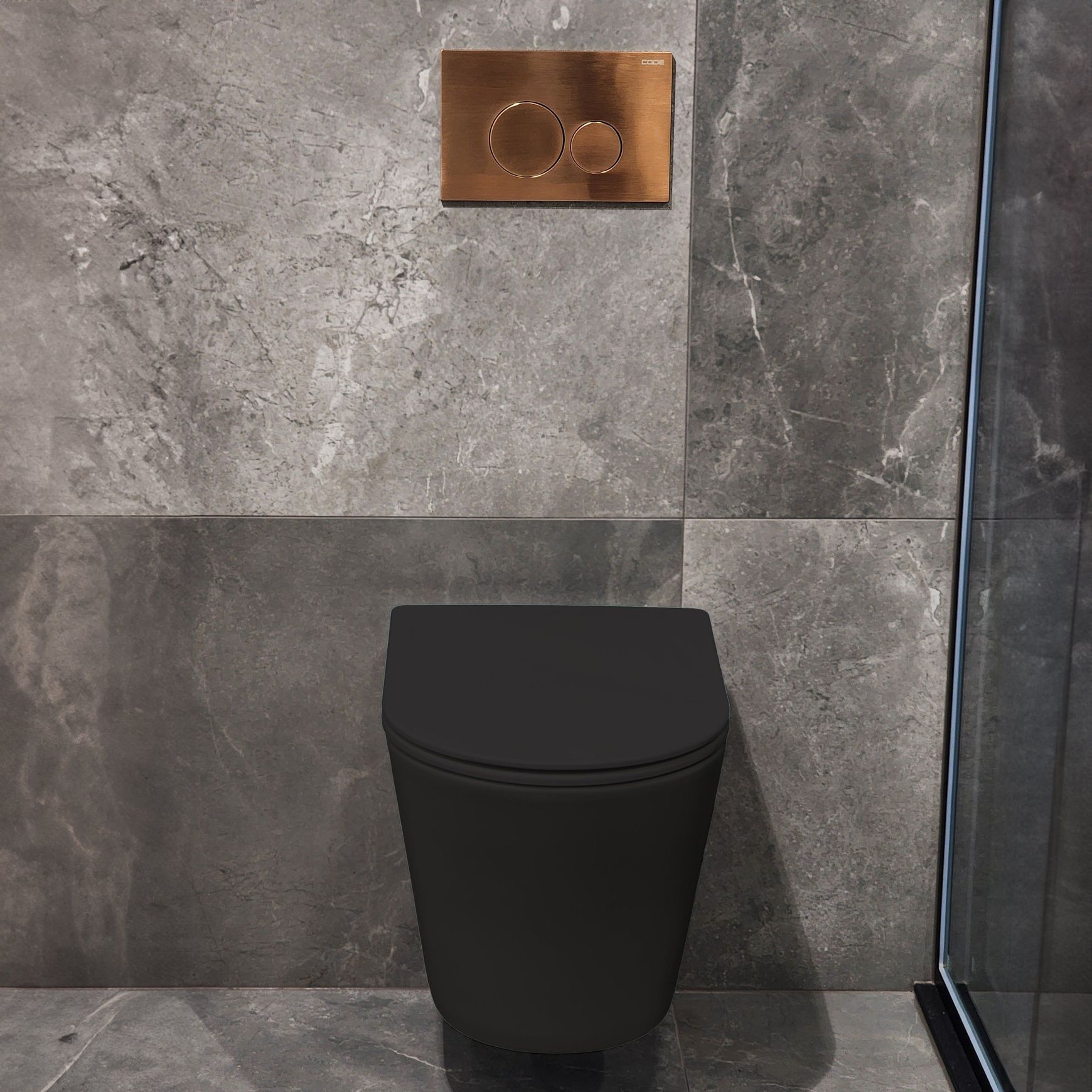 Pure Typhoon Wall Hung Toilet Suite |Brushed Copper Btn