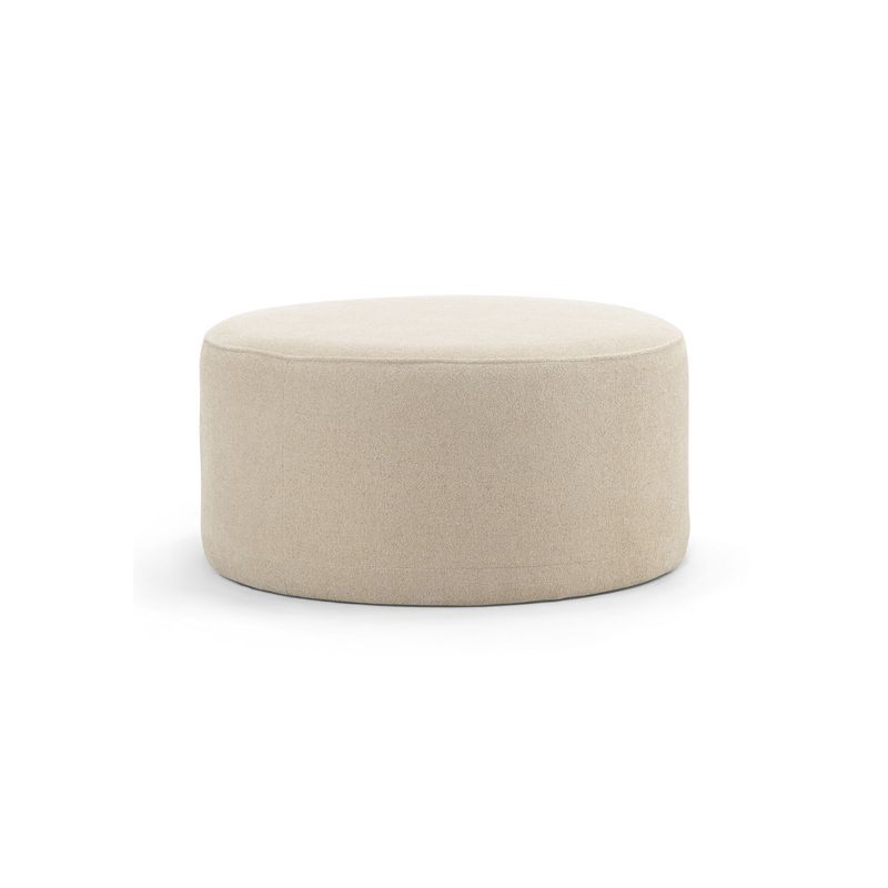Halle Medium Round Ottoman Pouf | Sand Beige