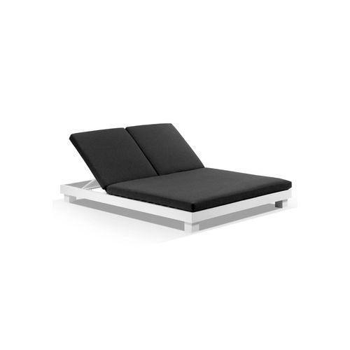 Santorini Double Sun Lounge & Side Table | White/Denim