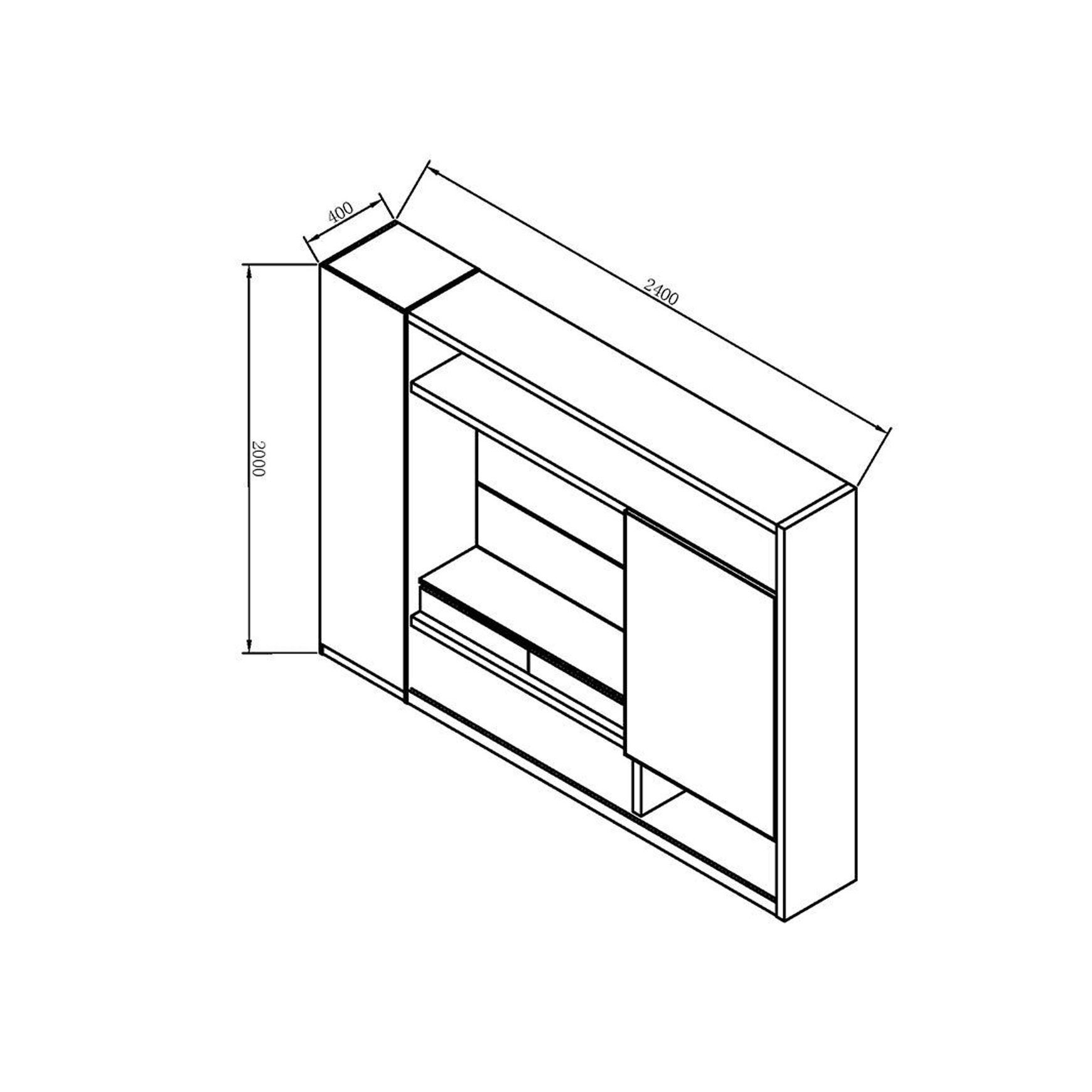Carter Display Cabinet 2.4M - Coffee & Grey
