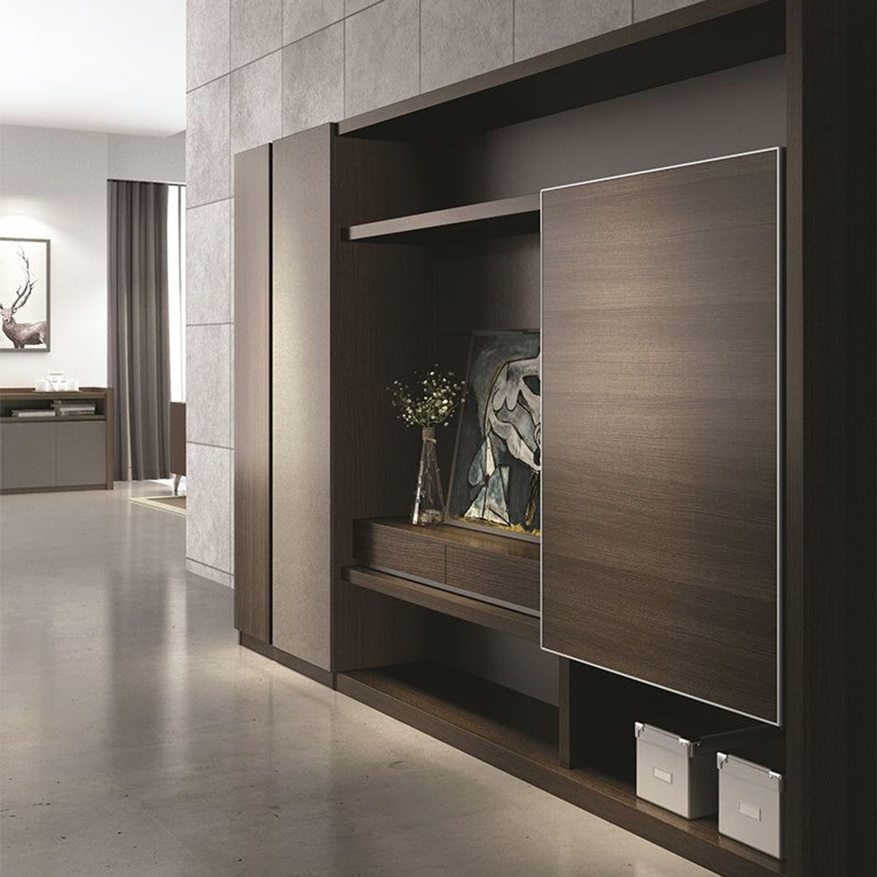 Carter Display Cabinet 2.4M - Coffee & Grey