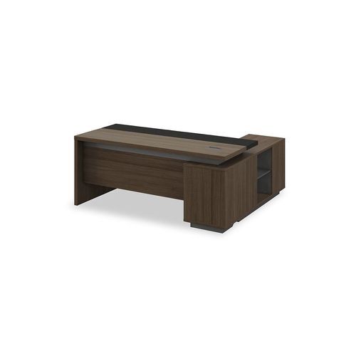 Carter Executive Office Desk + Left Return - 180cm - Coffee + Charcoal