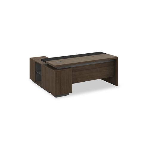 Carter Executive Office Desk + Right Return - 180cm - Coffee + Charcoal