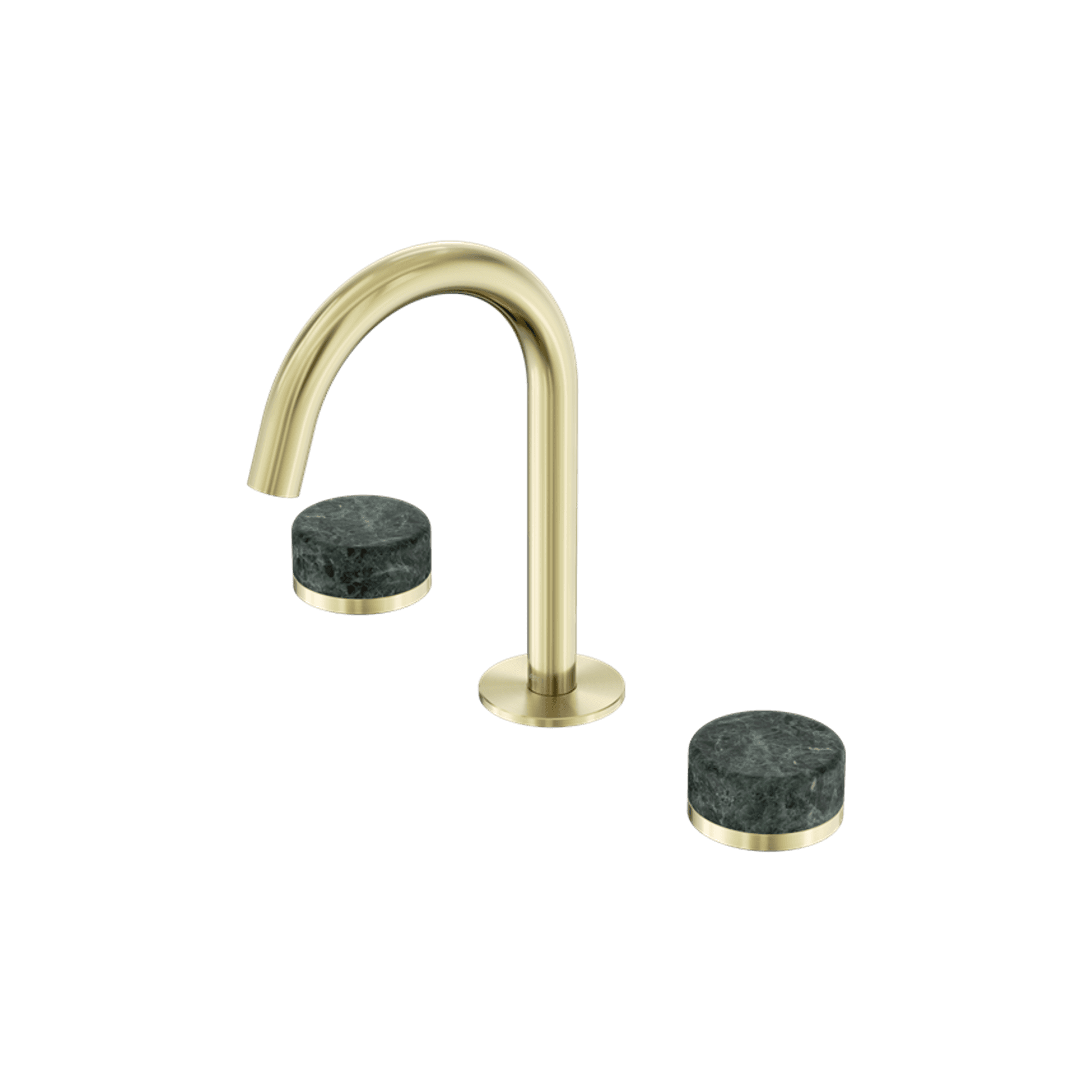 Serenity Basin Set Arc Spout With Verde Alpi Handle Brushed Gold
