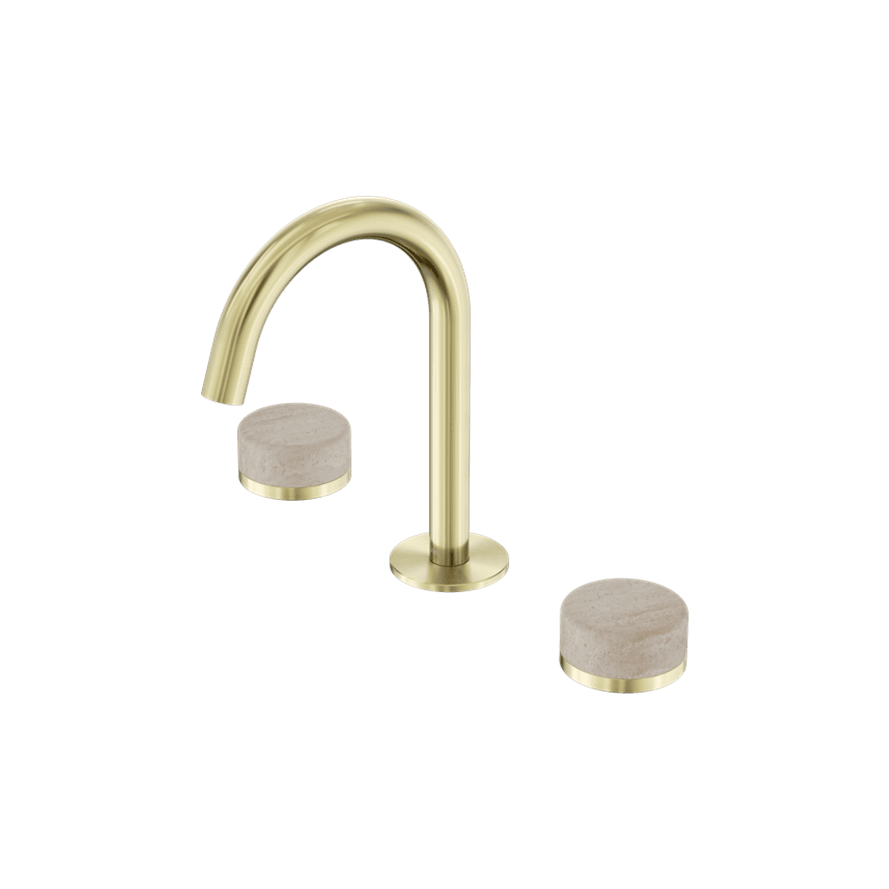 Serenity Basin Set Arc Spout With Rome Travertine Handle Brushed Gold
