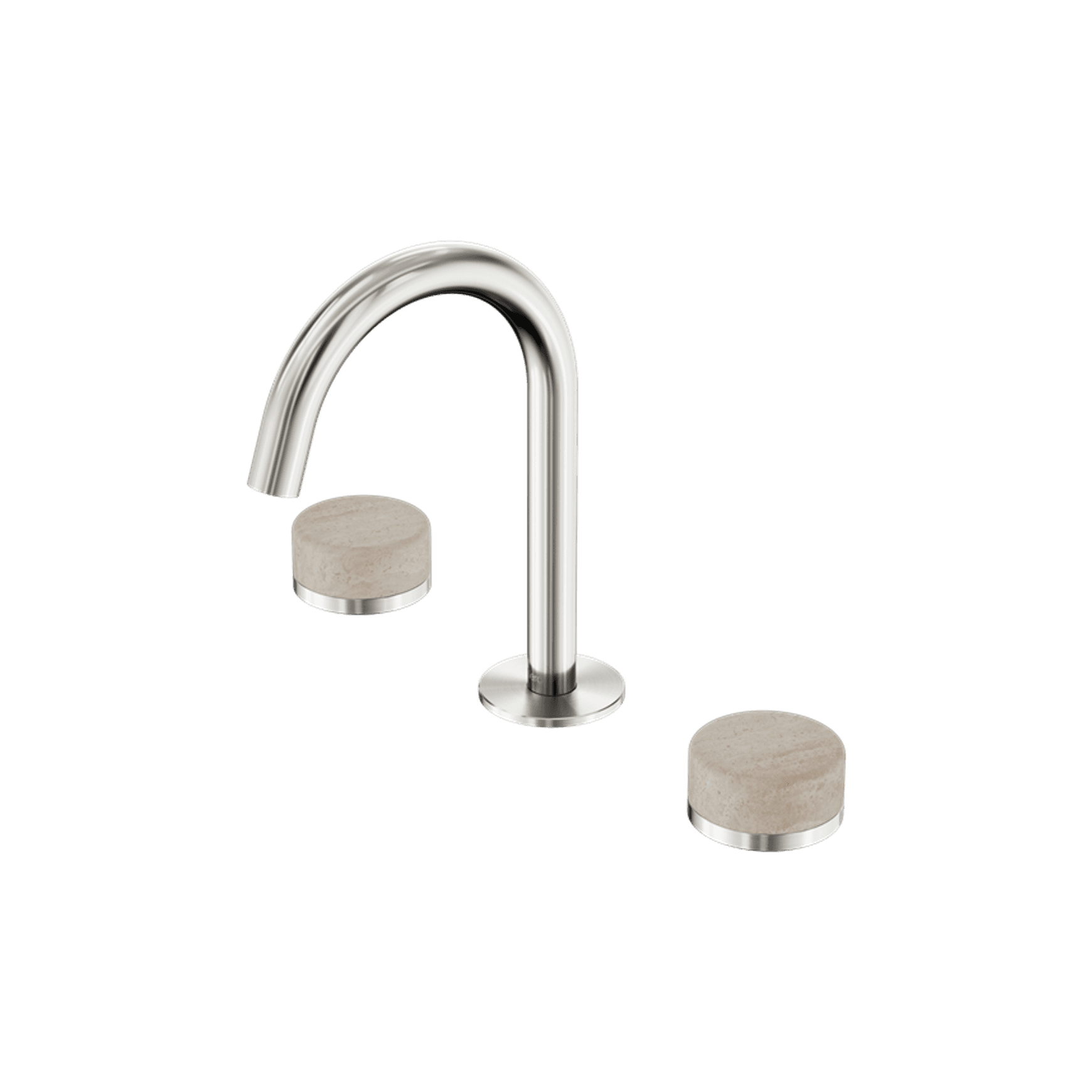 Serenity Basin Set Arc Spout With Rome Travertine Handle Brushed Nickel