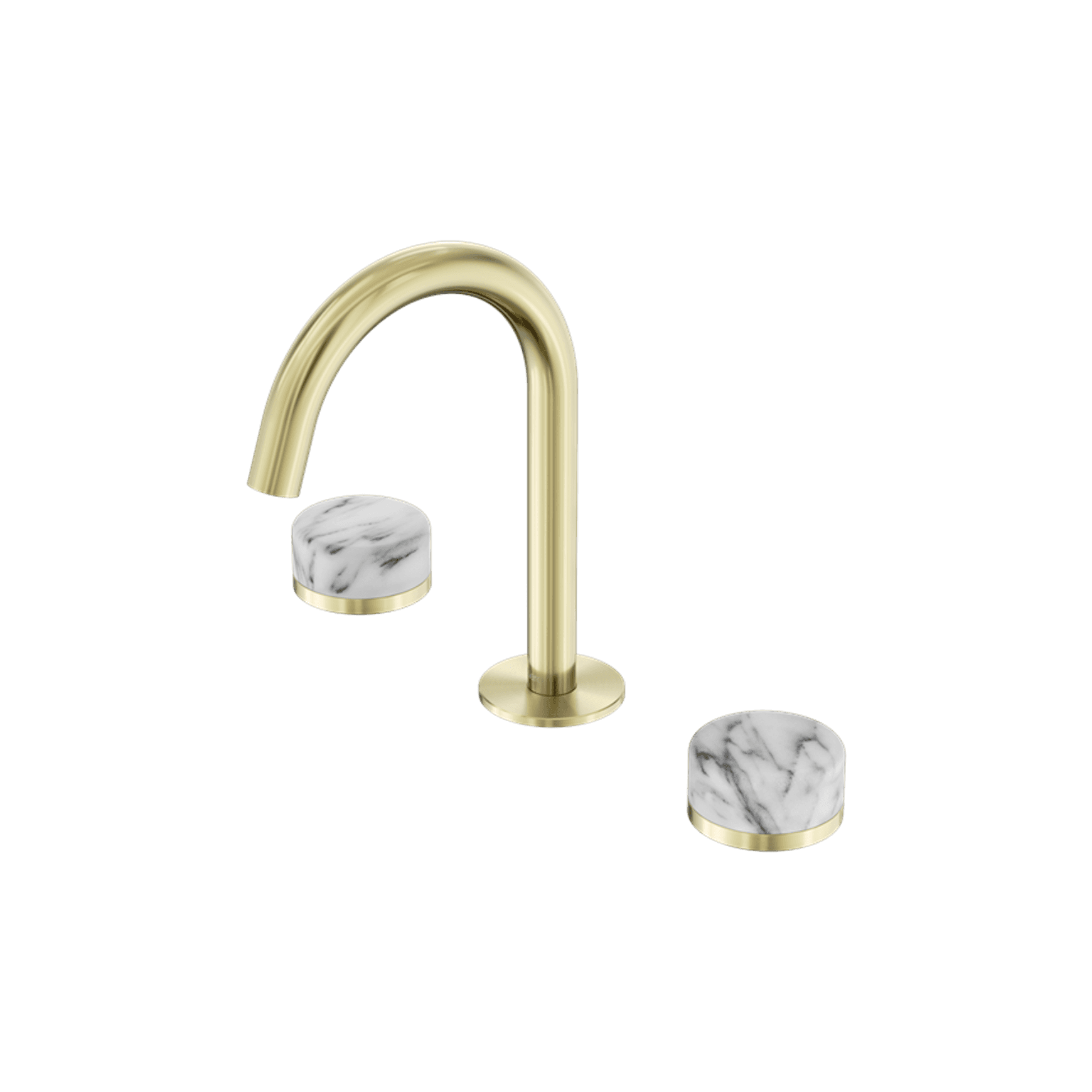 Serenity Basin Set Arc Spout With Arabescato Corchia Handle Brushed Gold