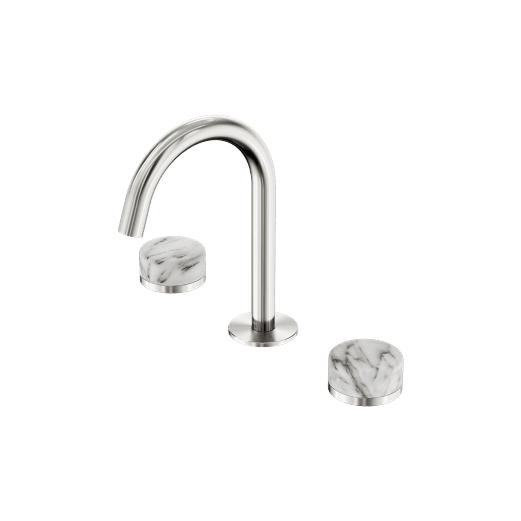 Serenity Basin Set Arc Spout With Arabescato Corchia Handle Brushed Nickel